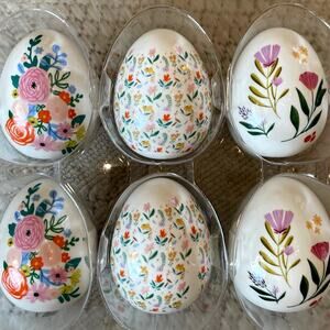 PAPYRUS 6pk Floral Ceramic Decorative Easter Eggs NEW